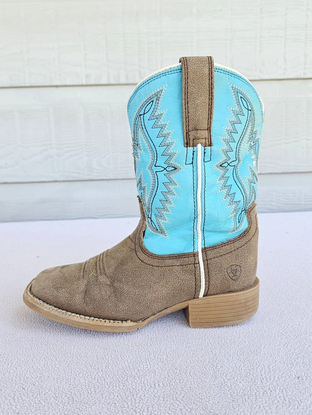 Ariat Bristo Square Toe Western Cowboy Boots Toddler SZ 10 Brown Turquoise